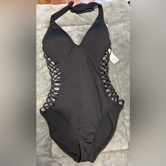 Kenneth Cole Black One-Piece Swimsuit - Picture 1 of 4
